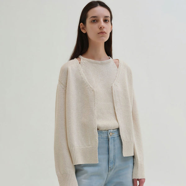 Casual Off White V Neck Drop Sleeve Wool Blend Oversized Cardigan