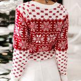 Christmas Snowflake Print Nordic Fair Isle Pullover Sweater