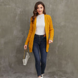 Classic Open Front Long Sleeve Ginger Fisherman Cable Knit Cardigan