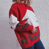 Colorful Lurex Christmas Tree Reindeer Knit Eyelash Sweater