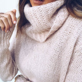 Comfy Pink Cowl Neck Drop Shoulder Long Sleeve Pullover Sweater