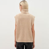 Comfy Oversized Turtleneck Pullover Brioche Knit Sweater Vest