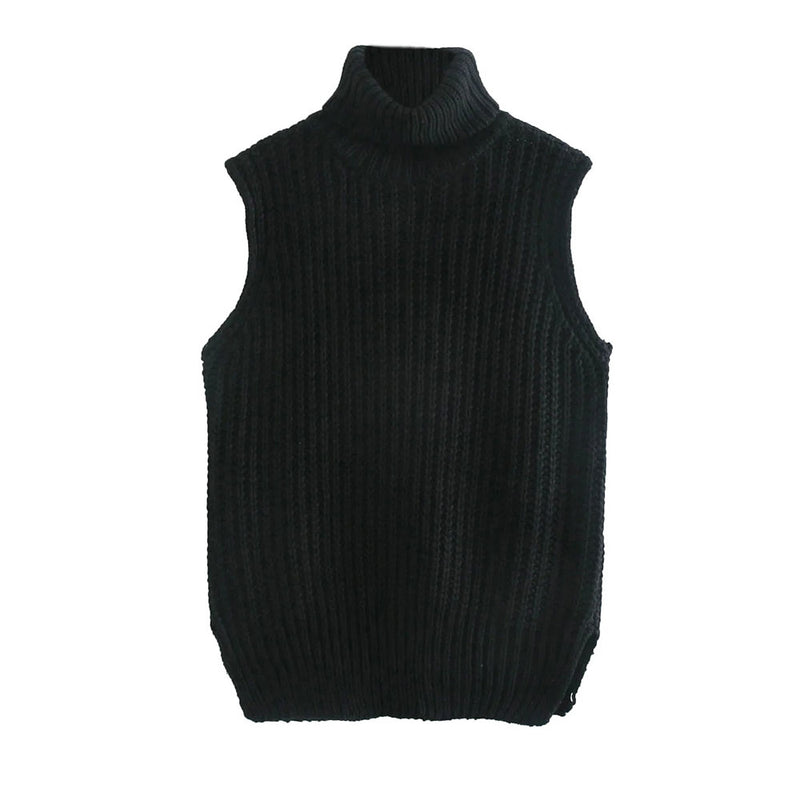 Cozy Turtleneck Chunky Knit Oversized Sweater Vest