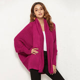 Elegant Shawl Collar Dolman Sleeve Open Front Knit Cardigan