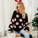 Eyelash Santa Claus Crew Neck Bishop Sleeve Christmas Sweater