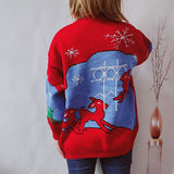 Festival Santa Claus Crew Neck Long Sleeve Red Christmas Sweater