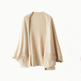 Luxury Open Front 3/4 Sleeve Oversized Cashmere Cocoon Cardigan