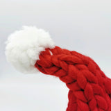 Slouchy Pom Pom Hand Knit Chunky Yarn Dark Red Christmas Santa Hat