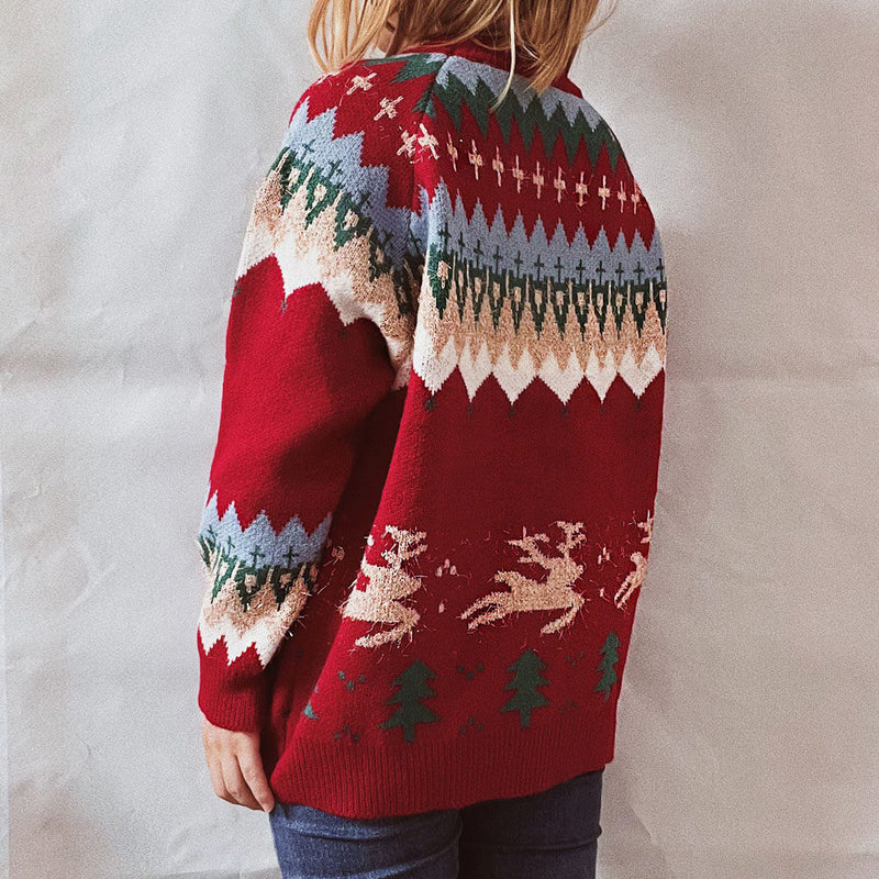 Sparkly Lurex Nordic Fair Isle Eyelash Christmas Pullover Sweater
