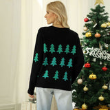Sparkly Sequin Christmas Tree Print Pullover Holiday Sweater