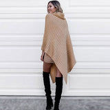 Stylish Diagonal Striped Cowl Neck Triangle Poncho Sweater