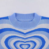 Swirl Heart Pattern High Neck Long Sleeve Pullover Sweater