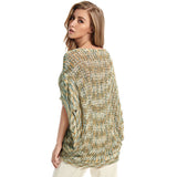Textured Dolman Short Sleeve Boat Neck Marled Knit Pullover Sweater