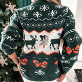 Winter Fair Isle Crew Neck Christmas Motif Pullover Sweater