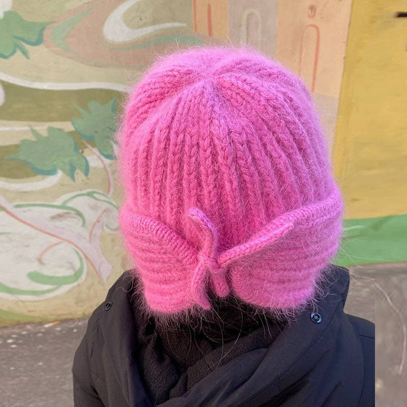 Winter Solid Color Cuffed Chunky Yarn Rib Knit Ear Flap Beanie